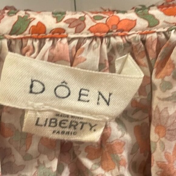 DÔEN Liberty Print Chime Ruffled Floral-Print Cotton Mini Dress, Size Small - Picture 4 of 5